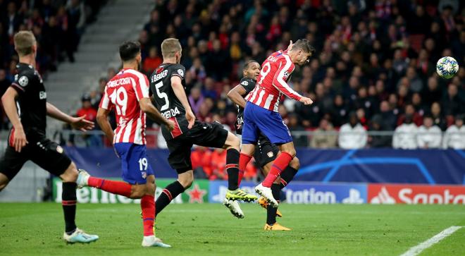 Morata, en el remate del gol del Atlético (Foto: ATM).
