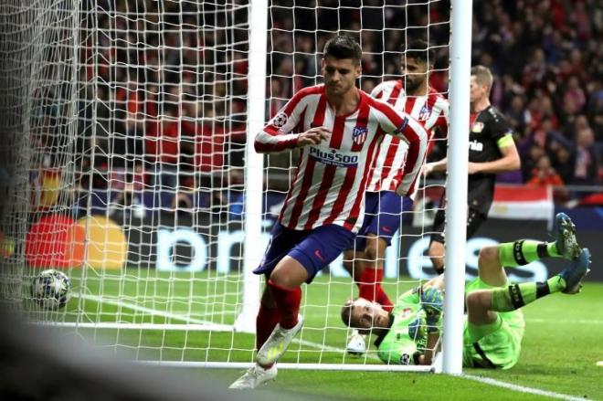 Morata festeja el gol del Atlético de Madrid (Foto: EFE).