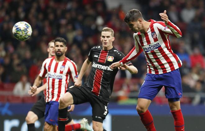 Álvaro Morata, en el gol del Atlético al Leverkusen (Foto: ATM).