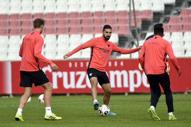 Munas Dabbur, en el entrenamiento del Sevilla FC (Foto: Kiko Hurtado).