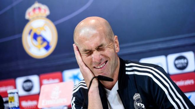 Zidane, técnico del Real Madrid, en sala de prensa (Foto: EFE).