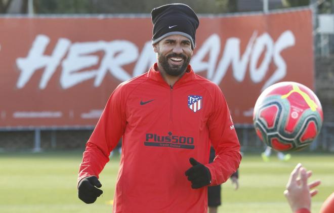 Diego Costa, durante un entrenamiento con el Atlético (Foto: ATM).