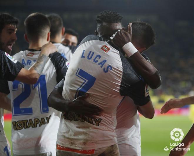 Lucas Pérez celebra su gol ante el Villarreal.