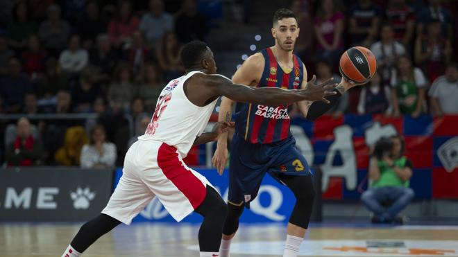 Shengelia, durante el partido ante el Olympiacos.