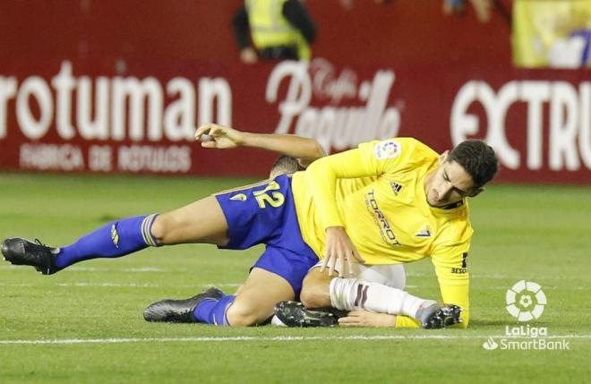 Bodiger, durante un lance del partido en Albacete (Foto: LaLiga).