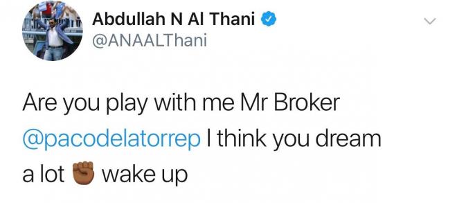 Primer tuit de Al-Thani.