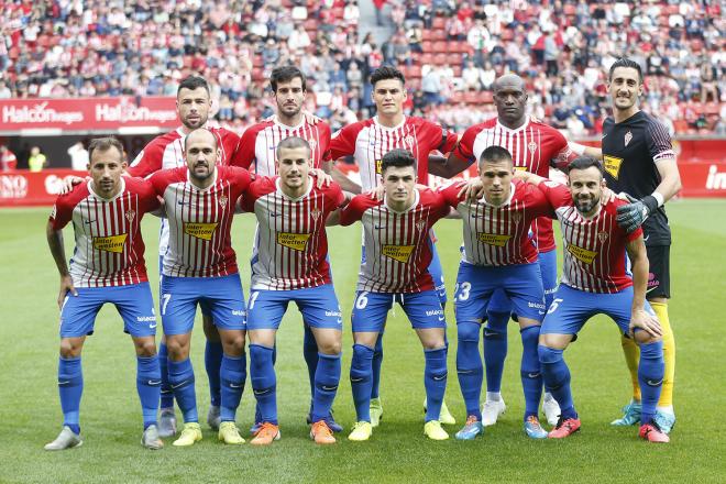 Once del Sporting de Gijón ante el Zaragoza (Foto: Luis Manso).