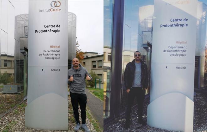 Dos imágenes de José Enrique, con un año de diferencia, en el instituto de París que trató su cáncer (Fotos: Instagram).