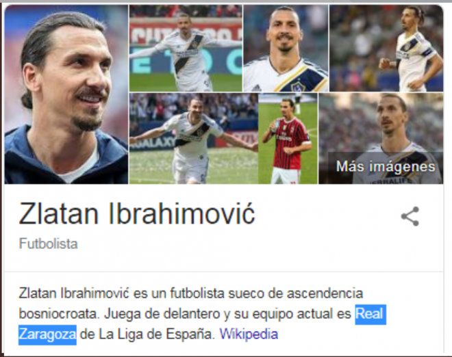 Ibrahimovic, jugador del Real Zaragoza según Wikipedia.