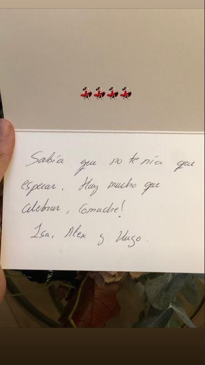 La carta de Isabel Jiménez a Sara Carbonero (Foto: Instagram).