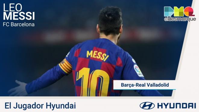 Leo Messi, jugador Hyundai del Barcelona-Valladolid.