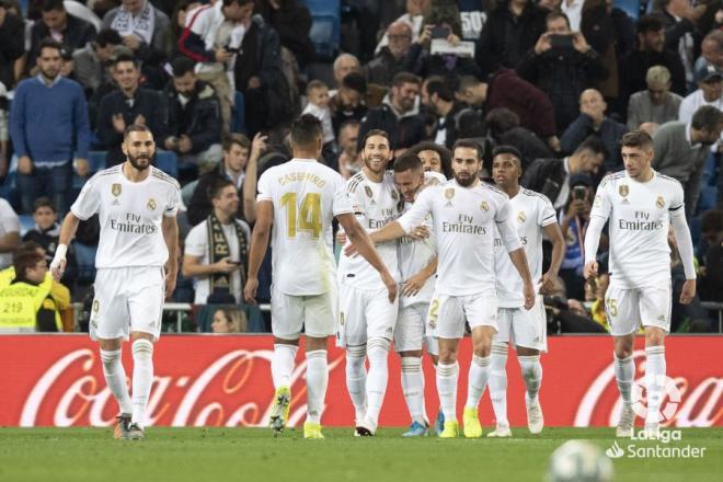 Celebración del tercer tanto del Real Madrid (Foto: LaLiga).