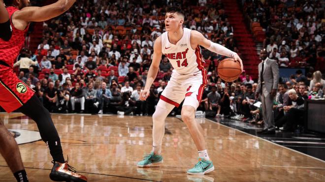 El escolta Tyler Herro en un momento del partido de la NBA contra Atlanta Hawks (Foto: @MiamiHEAT).