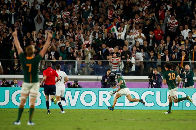 Imagen de la final del Mundial de rugby entre Sudáfrica e Inglaterra.