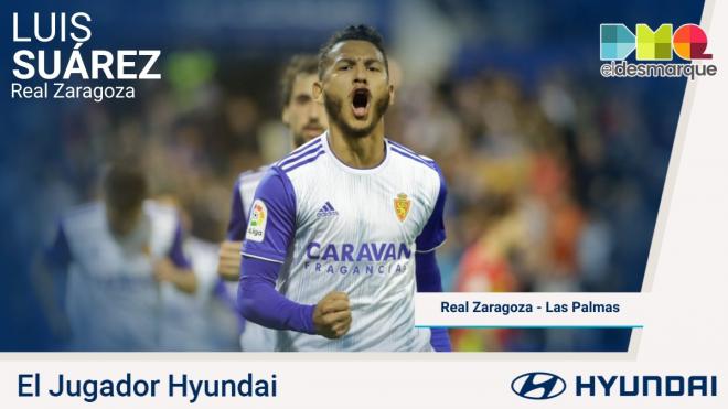 Luis Suárez, Jugador Hyundai del Real Zaragoza-Las Palmas.