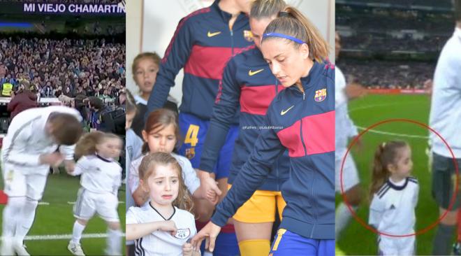 En el centro, Daniela con Alexia Putellas (@LaluRAlbarran); en los laterales, la pequeña en el Bernabéu.