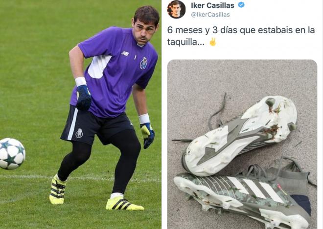 Iker Casillas informa en su Twitter que se ha vuelto a poner las botas de fútbol tras su infarto.