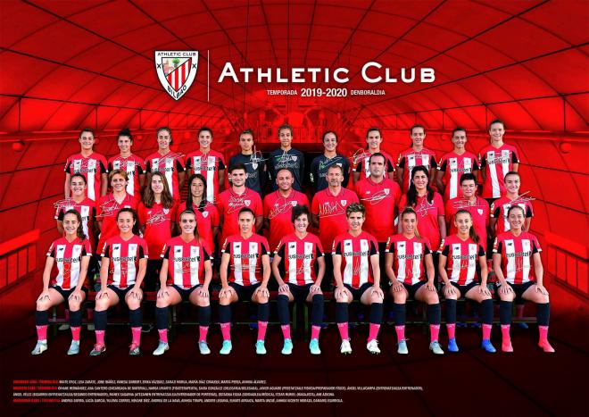 Poster oficial de la plantilla femenina del Athletic Club 2019-2020.
