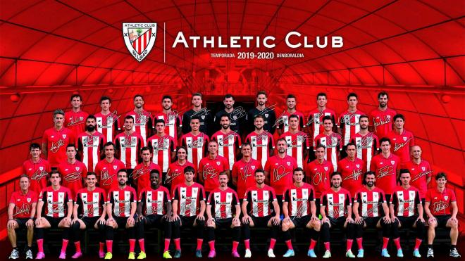 Póster oficial de la plantilla masculina del Athletic Club de Bilbao 2019-2020.