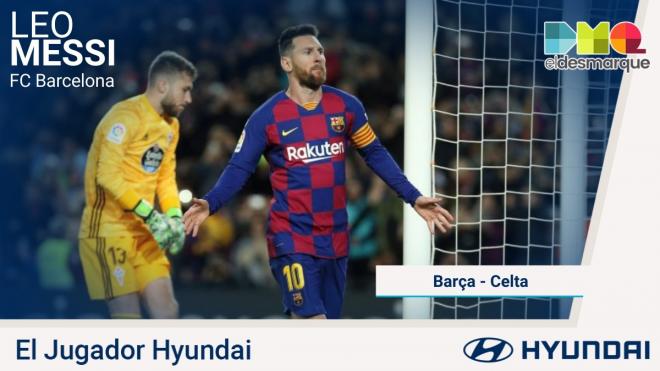 Messi, jugador Hyundai del Barcelona-Celta.