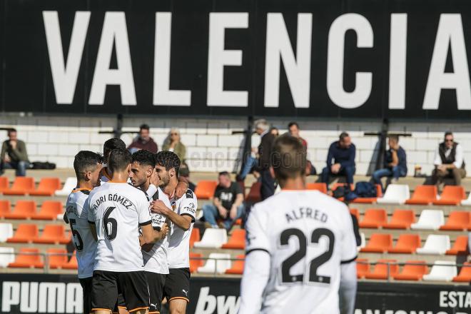 Esquerdo anotó el tercer gol en la victoria del Valencia CF Mestalla ante el Atlético Levante (Foto: Valencia CF)