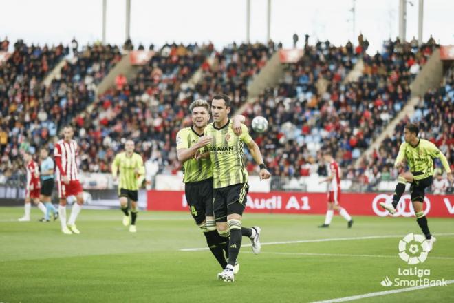 Celebración del gol de Miguel Linares ante el Almería (Foto: LaLiga)