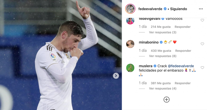 Fede Valverde informó en su Instagram de que va a ser padre con la dedicatoria de su primer gol con el Real Madrid.