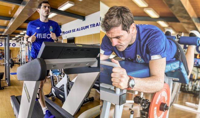 Iker Casillas, entrenando en el gimnasio del Oporto (Fotos: @IkerCasillas).
