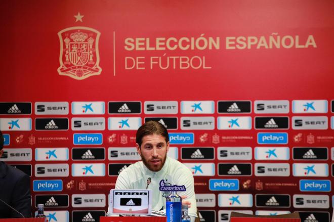 Sergio Ramos, en rueda de prensa de la selección (Cristo García).