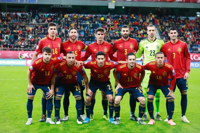 El once inicial de la selección española ante Malta, en uno de los últimos partidos de 2019 (Foto: Cristo García).