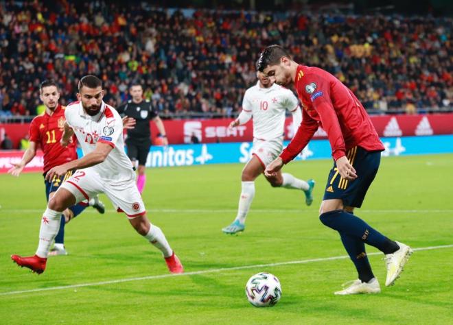 Morata, en el duelo entre la selección de España y de Malta (Foto: Cristo García).