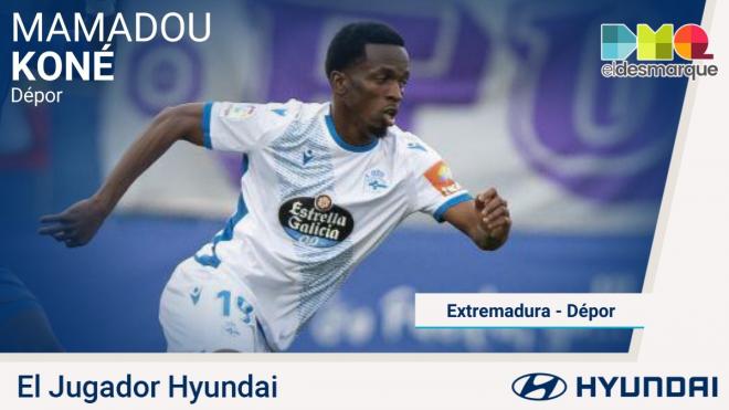 Koné, jugador Hyundai del Extremadura-Dépor.