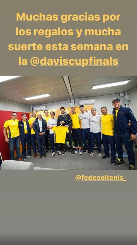 Gerard Piqué, con el equipo colombiano de la Copa Davis.