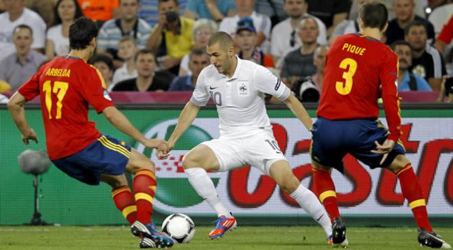 Karim Benzema, en el España-Francia de la Eurocopa 2012.