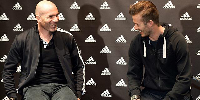 Zidane y Beckham, en un acto promocional (Foto: EFE).
