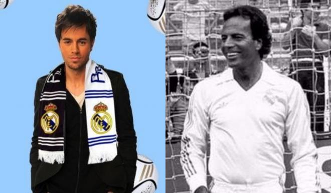 Enrique y Julio Iglesias, aficionados del Real Madrid.