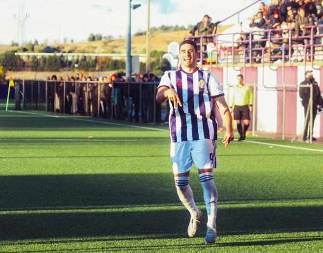 Miguel de la Fuente, en un partido del filial blanquivioleta (Foto: Real Valladolid).