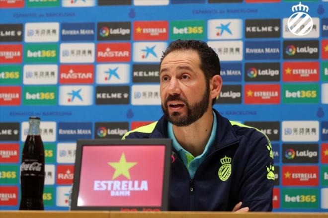 Pablo Machín en sala de prensa (Foto: RCDE).