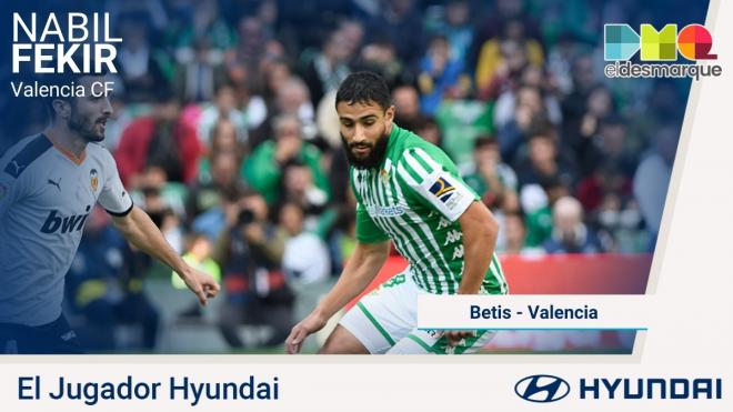 Nabil Fekir, mejor jugador del Betis 2-1 Valencia.