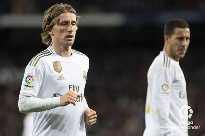 Modric, en un partido con el Real Madrid.