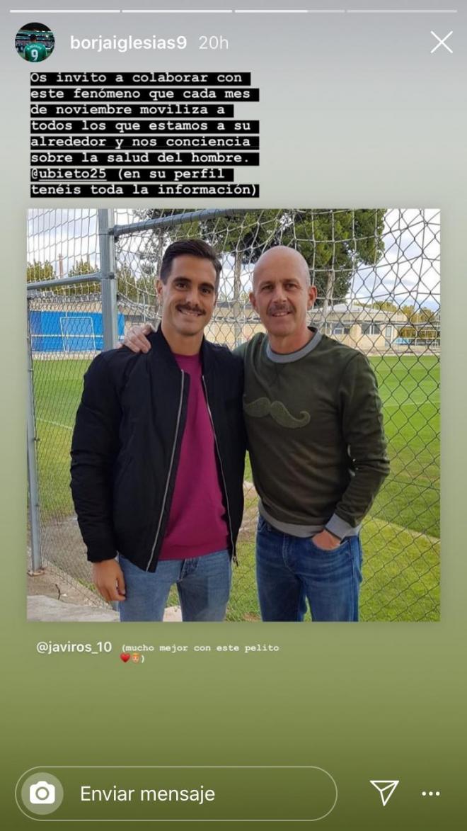 Borja Iglesias compartió en su Instagram la publicación de Javi Ros sobre Movember.