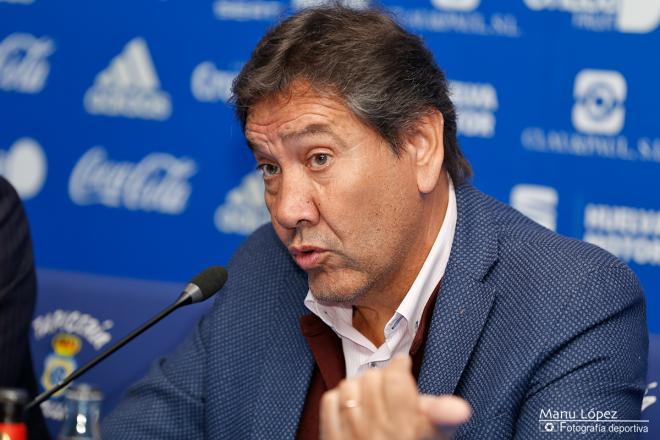 Manolo Zambrano, en rueda de prensa. (Manu López / Albiazules.es).