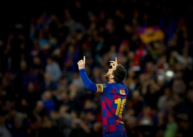 Messi celebra su gol ante el Dortmund.