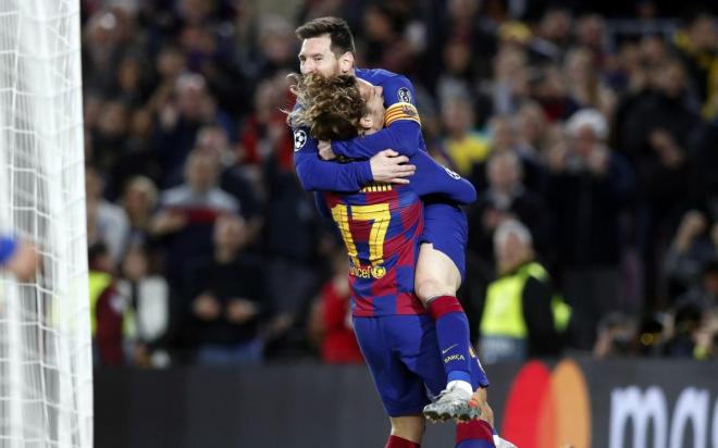 Messi celebra su gol con Griezmann (Foto: Barcelona).