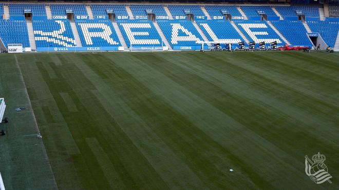 El Reale Arena presentará en el derbi nuevo césped (Foto: Real Sociedad).