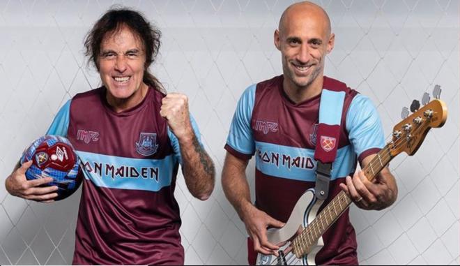 Steve Harris y Pablo Zabaleta presentan la colaboración Iron Maiden-West Ham.