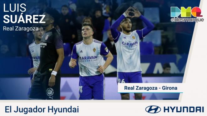 Luis Suárez, jugador Hyundai del Real Zaragoza-Girona.