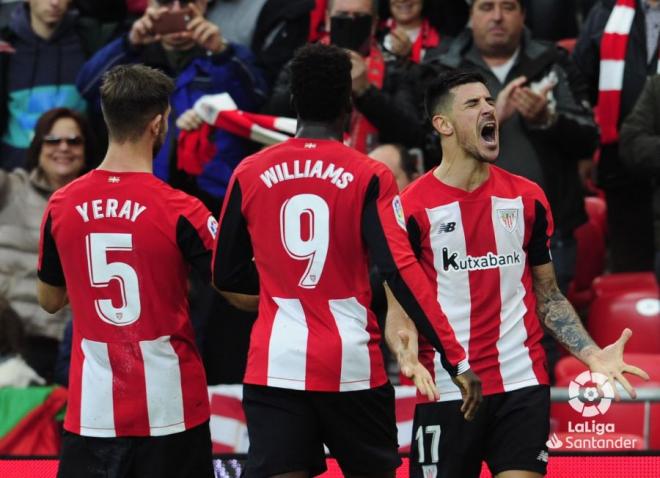 Los jugadores del Athletic celebran un gol (Foto: LaLiga).