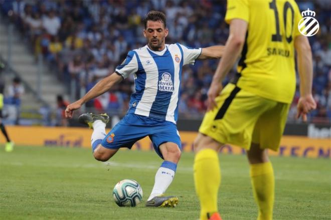 Víctor Sánchez, en un partido del Espanyol (Foto: RCDE).
