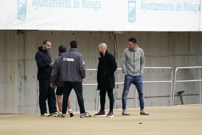 Salva Ballesta, Manolo Gaspar y Weligton, esta mañana en el Ciudad de Málaga.